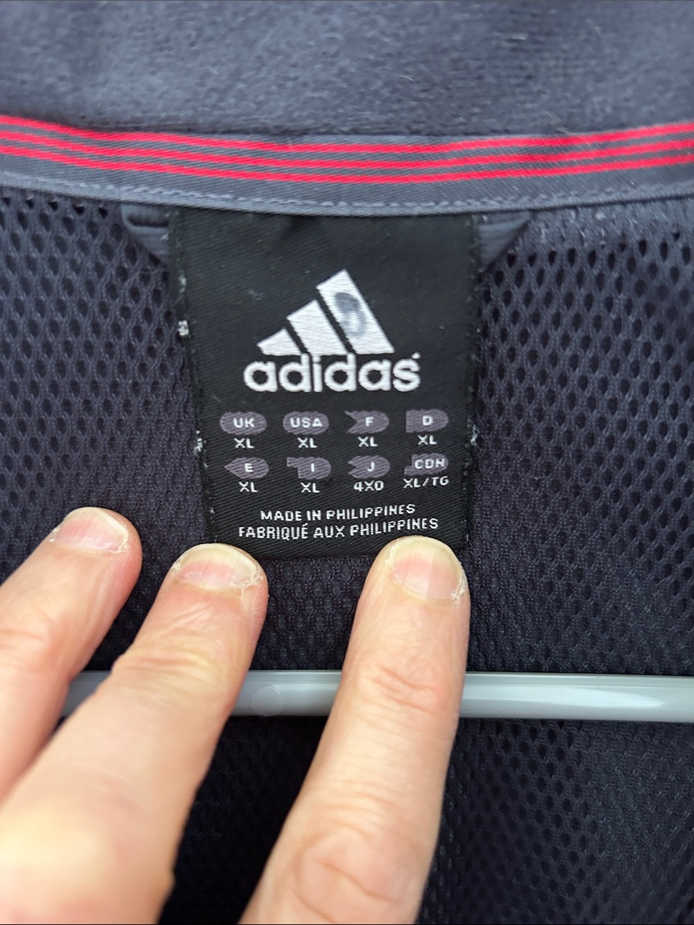 adidas Men's Navy Jacket with Red Stripes - Full Zip Performance image 3